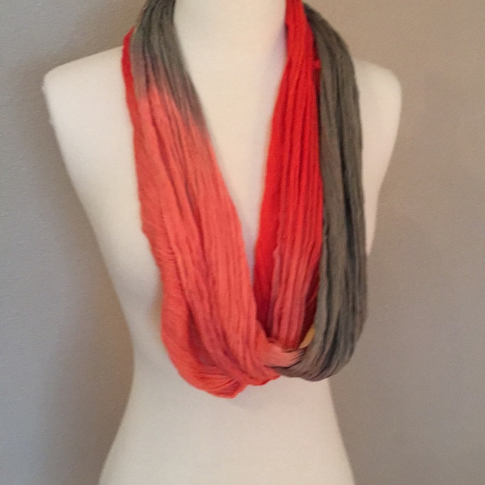 Coral and taupe infinity  scarf